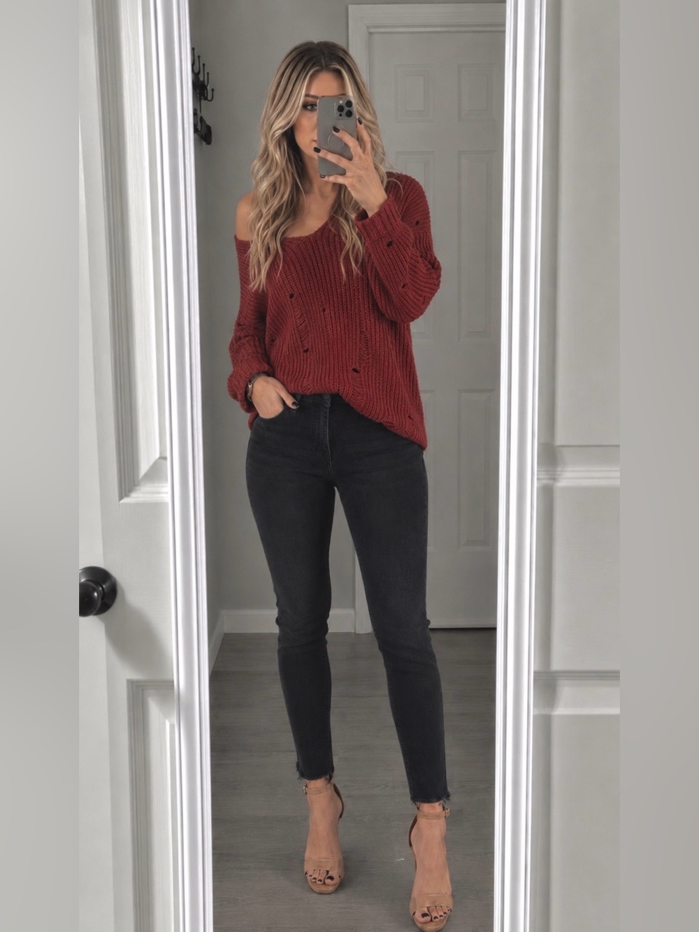 Buckle Distressed Oversized Knit Sweater | Size: Medium | Brand New